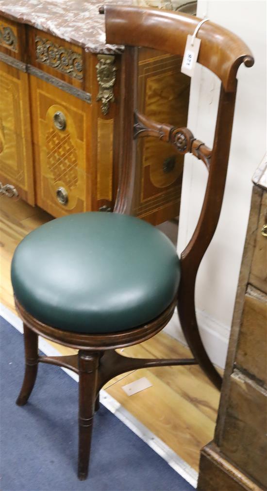 A Regency mahogany harpists chair